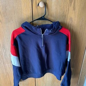Colorblock Hoodie with Red and Blue